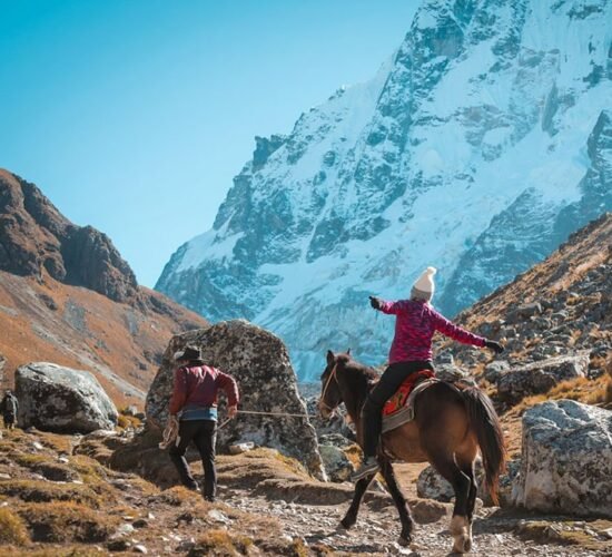 We are at the Salkantay Pass at an altitude of 3600m next to the Salkantay Snow Mountain.