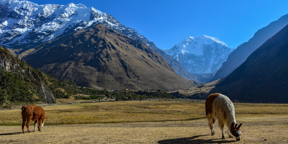 Beautiful view of the humantay mountain in the salkantay trek 4 days.
