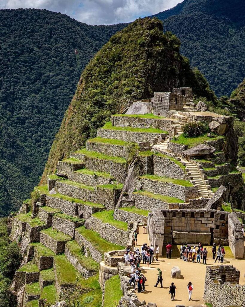 Intihuatana Stone at Machu Picchu step climb