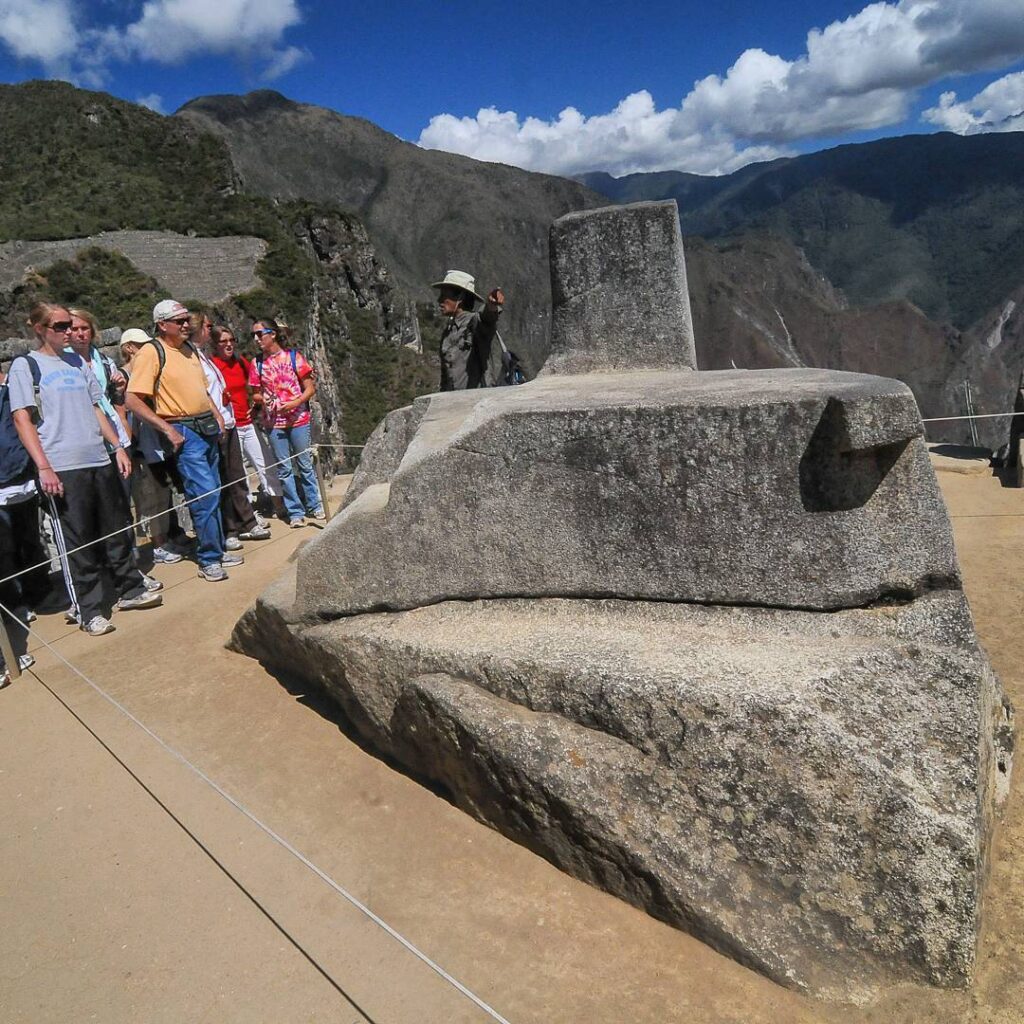 Intihuatana Stone is protected with ropes all around