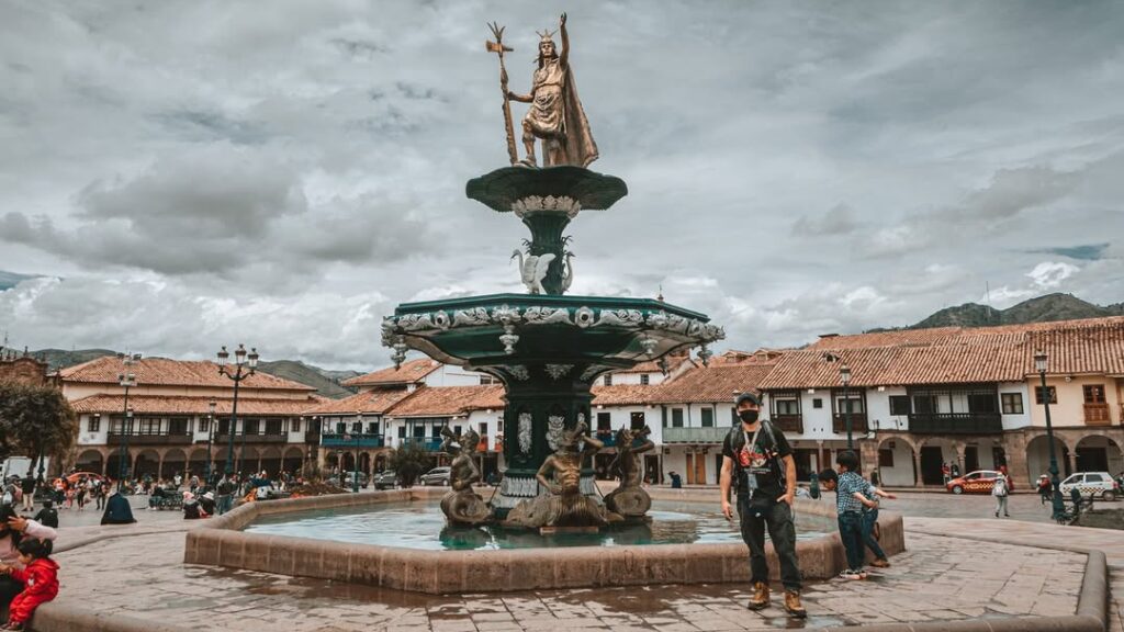 Statue of Manco Capac in the Plaza de Armas of Cusco