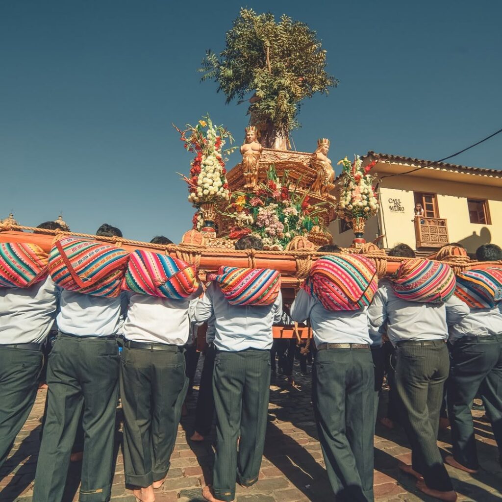 They are carried on shoulders through the streets