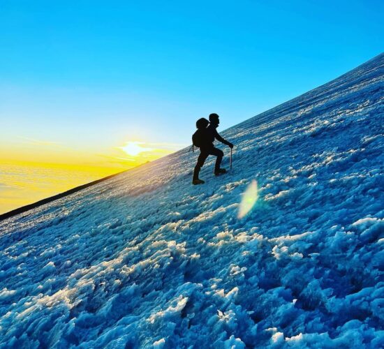 Climbing Jampa Mountain in the morning