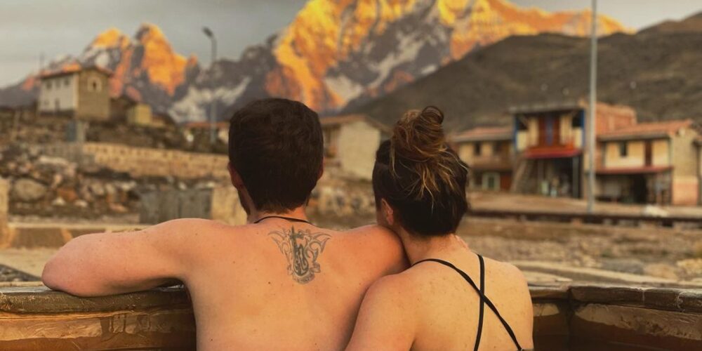Enjoying the hot springs