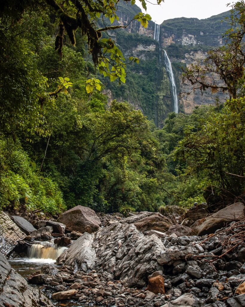 Gocta waterfall view from the forest