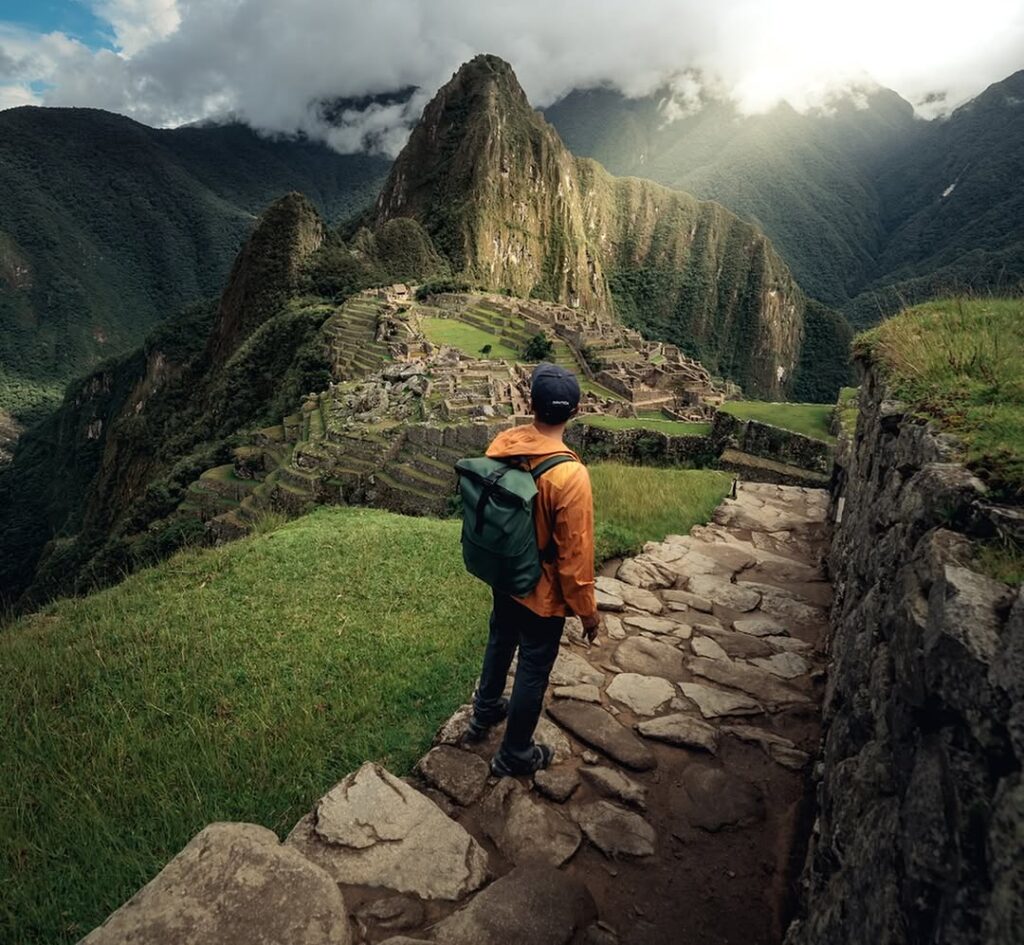 Tourist walking in Machu Picchu