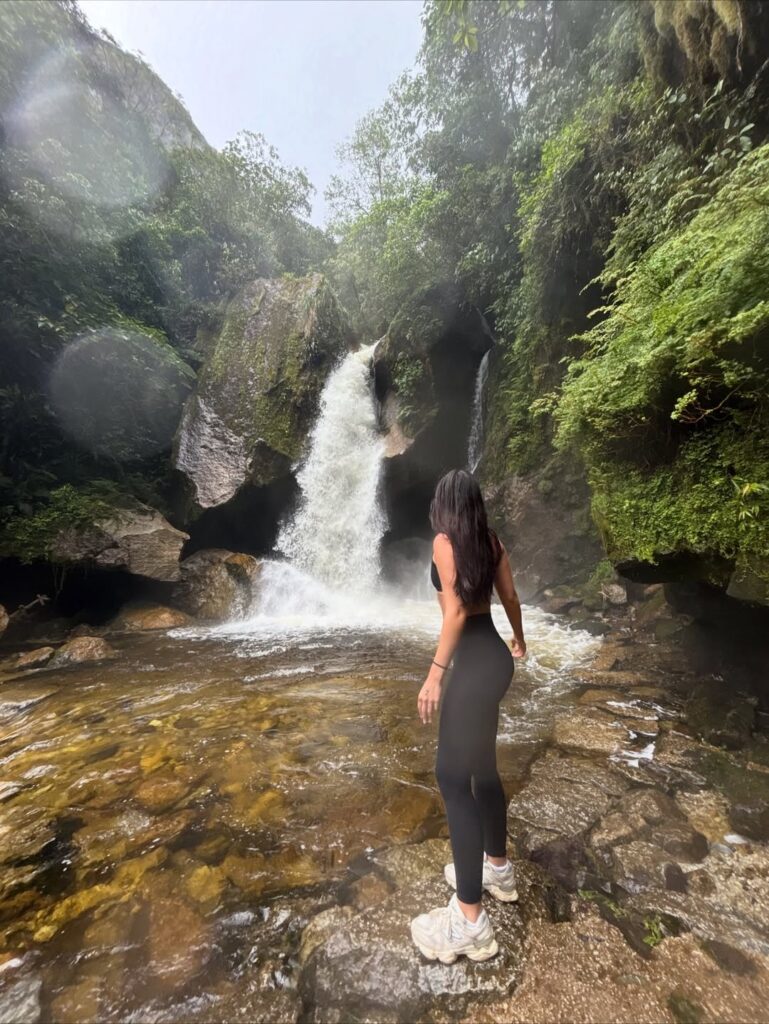 Tourist at the Allcamayo Falls