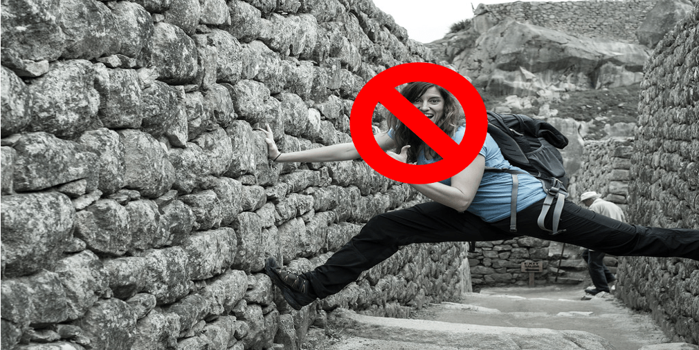 Not touching the Inca walls of Machu Picchu