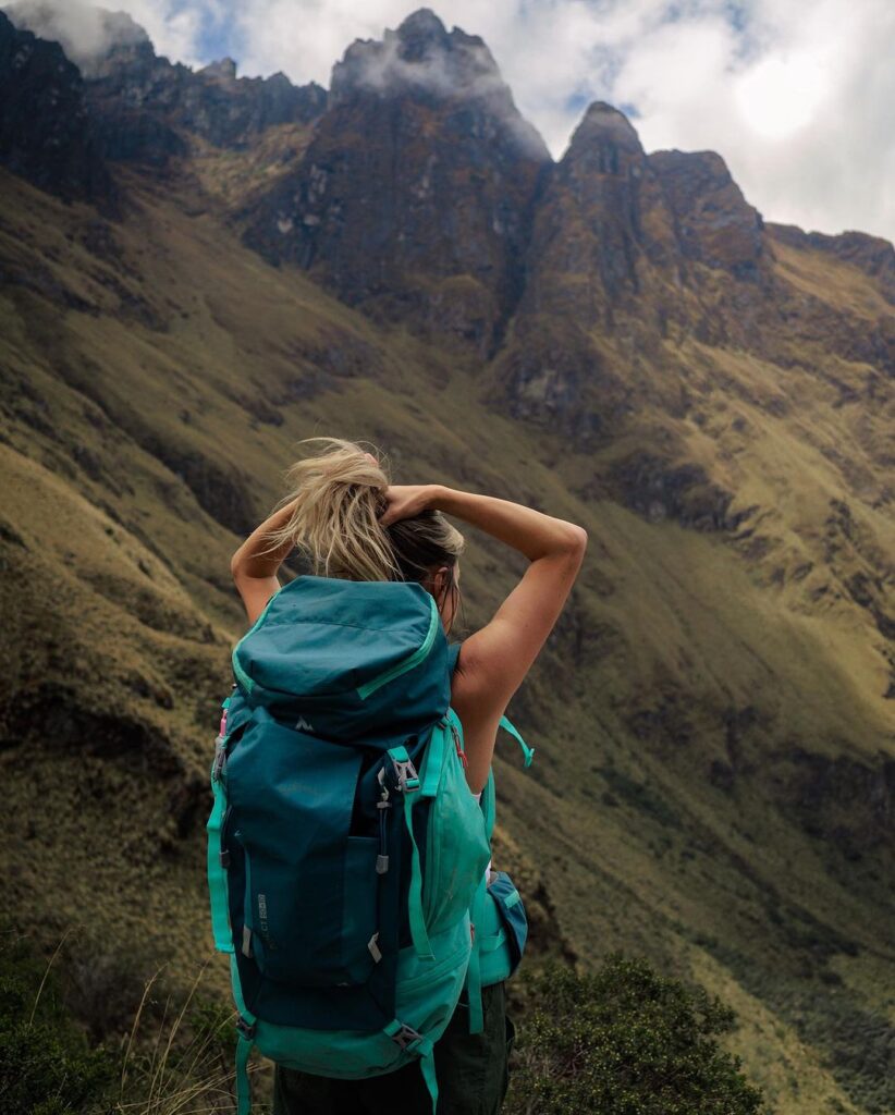 Tourist hiking the Inca Trail