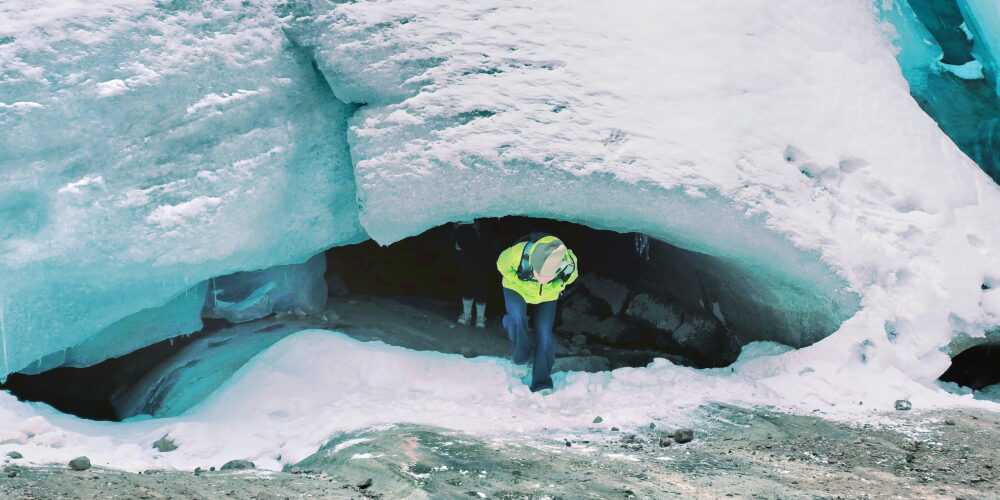 Leaving the Ausangate Glacier cave