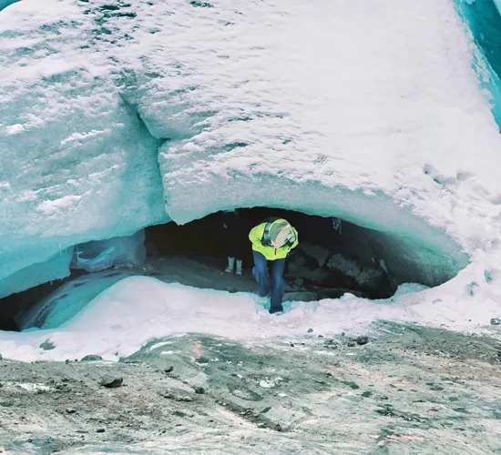 Leaving the Ausangate Glacier cave 